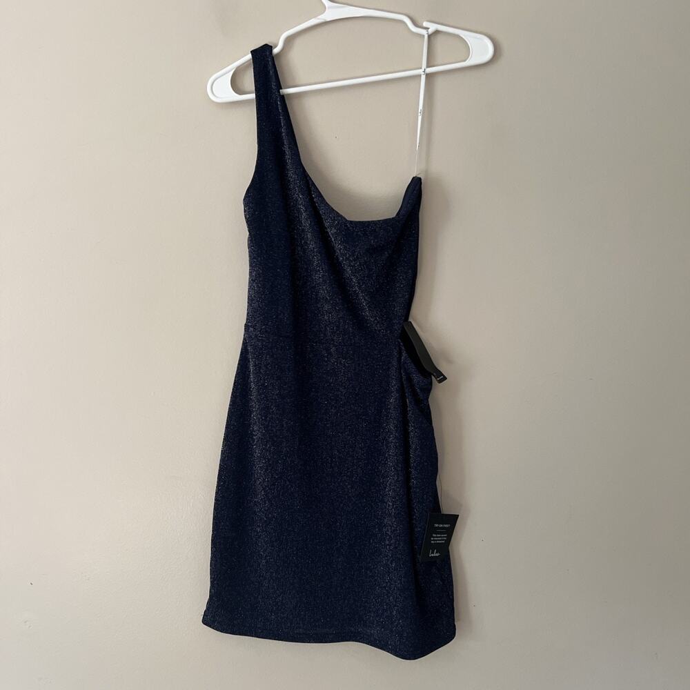Lulus Blue Sparkle One-Shoulder Mini Dress Medium Party Cocktail Wear NWT